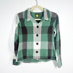 Cabela's Green Plaid Women's Flannel Short Button Front Shacket Small